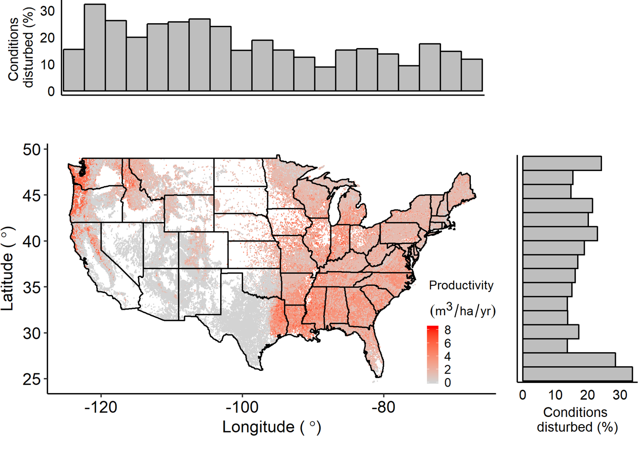 Site productivity and disturbances across the US.